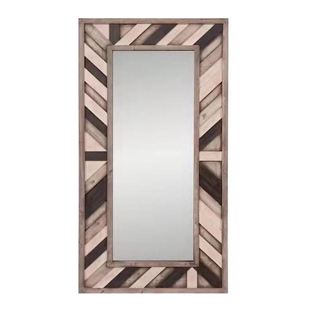 Homeroots 71" Ivory and Gray Wood Framed Leaning Accent Mirror 415091