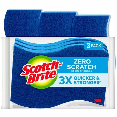Scotch-Brite Scrub Sponge, 44 in L, 26 in W, 08 in Thick, Cellulose, Blue MP-3