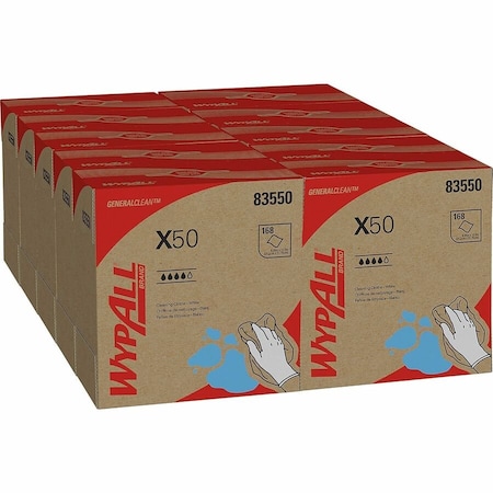 Wypall WypAll Dry Wipe, X50, Dispenser Box, Light Absorbency, Good Wet Strength, 83550, 10 PK 83550