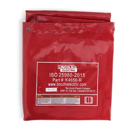 Lincoln Electric Welding Curtain, PVC Vinyl, 6 ft L., 6 ft W., With Grommets, Red K4656-R