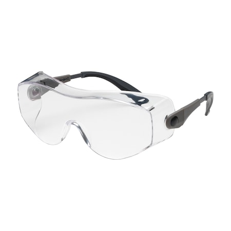 Bouton Optical OTG Rimless Safety Glasses with Black / Gray Temple and Clear Lens 250-98-0080