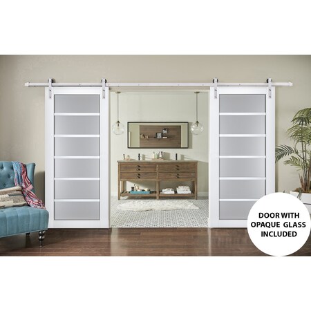 Sartodoors Sturdy Double Barn Door White Solid Core Modern Interior VEREGIO7602DB-S-WS-36