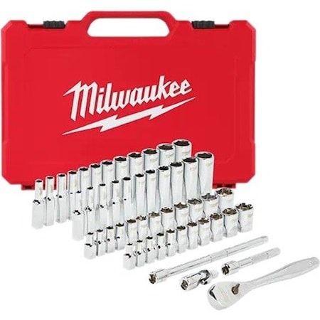 Milwaukee Tool 1/4" Drive 50pc Ratchet & Socket Set - SAE & Metric 48-22-9004