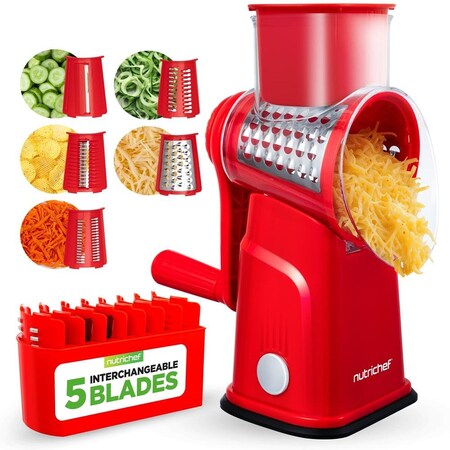 Nutrichef 5 in 1 Cheese Grater & Shredder NCCHS5BLDRD