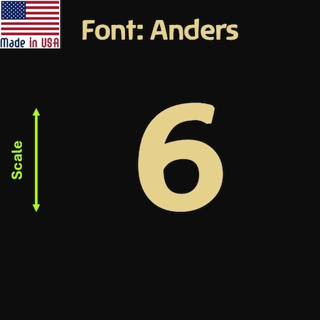 Aacc Self-Adhesive Vinyl Number: 6, Size: 18 cm. Color: Gold Font: Anders, 1 sticker AACC-Anders-N6-Gold-M18x1