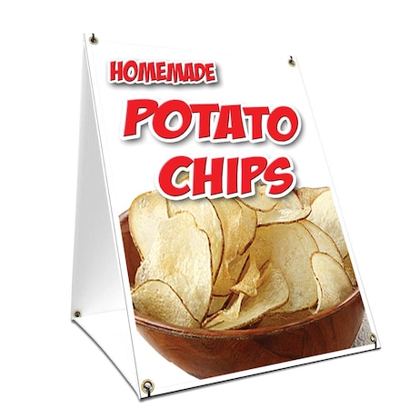 Signmission Homemade Potato Chips, 36 Inch x 24 Inch A-frame Yard Sign, Plastic Sign SBC-2436-Homemade Potato Chips