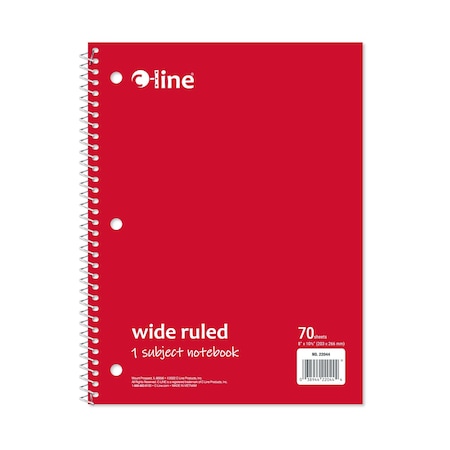 C-Line Products 8-1/2" x 10-1/2" Red Wide Ruled 1-Subject Spiral Notebook, 1/EA, 24EA/CT 22044-CT