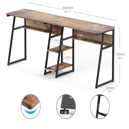 Homeroots Espresso Brown Modern Rustic Table Desk Station 473248