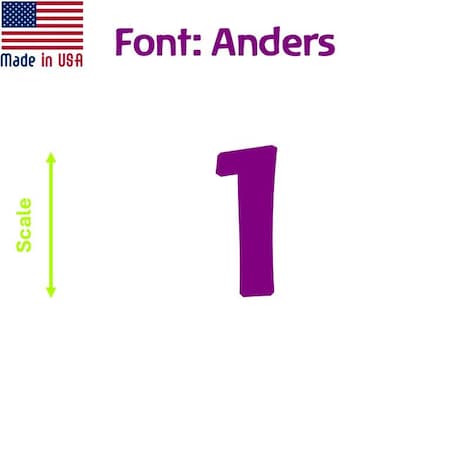 Aacc Self-Adhesive Vinyl Number: 1, Size: 1 in. Color: Purple Font: Anders, 8PK AACC-Anders-N1-Purple-I1x8