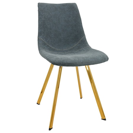 Leisuremod Markley Modern Leather Dining Chair with Gold Legs, Peacock Blue MCG18BU
