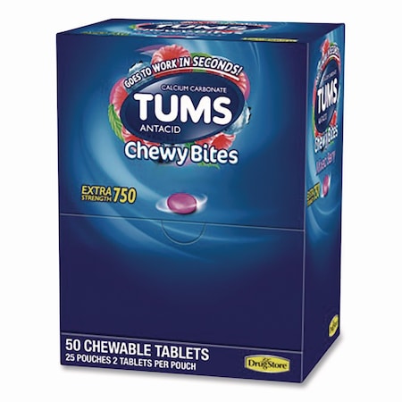 Lil Drugstore TUMS Antacid Chewy Bites, 2 Tablets/Pouch, 50 Count 81518