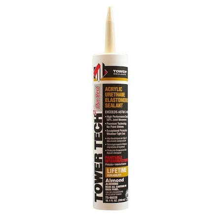 Tower Sealants TOWER TECH2 Elastomeric Sealant, Almond, 7 to 14 days Curing, 40 to 140 deg F, 10.1 fl-oz Tube TS-00228