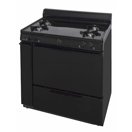 Premier Gas Range, Four 9100 BTU Open Burners, 36 inW x 40 inH x 26 inD, 3.91 cu. Ft., Black 805751