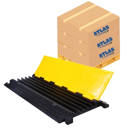 Atlas Cable Protector Wire Ramp, 5 Channel Bulk Pallet, 35'' Long Black & Yellow, 10PK CP9975-10