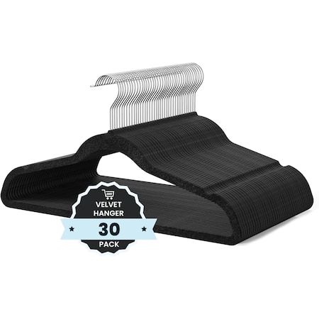 Simple Deluxe HealSmart Velvet Hangers, Space Saving Clothes Hangers for Closet, Black, 30PK HKHANGVELVET30BLK
