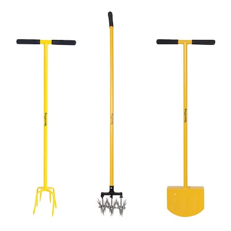 Hound Dog Tiller, Cultivator and Edger, Flower Bed Prep Set, Steel Head, Steel Handle 10000-07530
