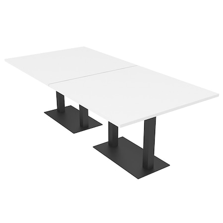 Skutchi Designs Rectangle Conference Table With Power Unit, 48 in W, 96 in L, White HAR-REC-48X96-DOU.BK-W960-NA