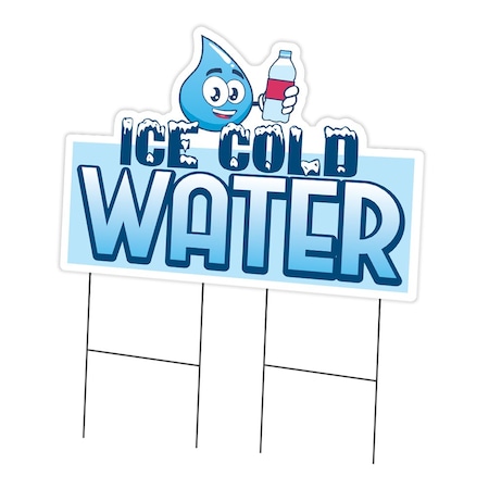 Signmission Ice Cold Water Yard Sign & Stake outdoor plastic coroplast window, C-DC-2436-DS-Ice Cold Water C-DC-2436-DS-Ice Cold Water