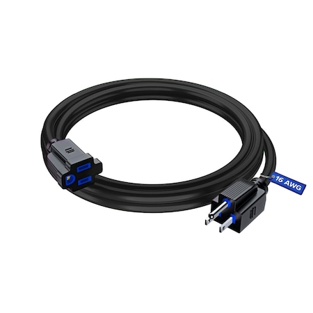 Maximm 6ft 16AWG Indoor Extension Cord w/ Blue Indicators, Black CP-BK-I-BL-6FT