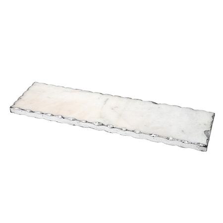 Homeroots 18in White Rectangular Marble Vanity Tray 517537