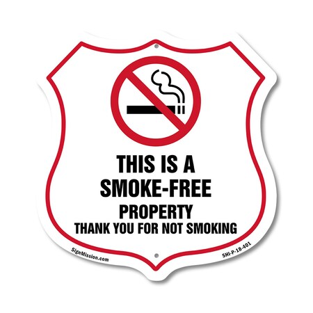 Signmission No Smoking Shield Sign This Is A Smoke F, 18 Inch X 18 Inch, Plastic Sign SHI-P-18-401