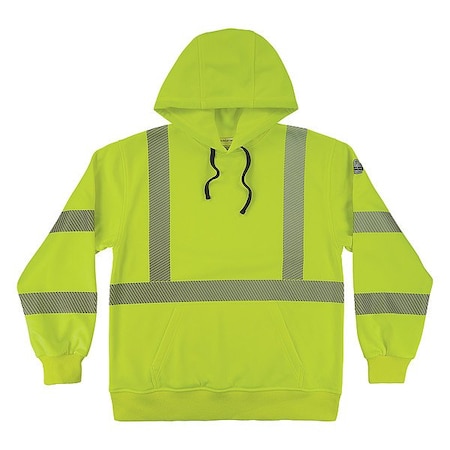 Ergodyne Hi-Vis Sweatshirt, XL, Lime 23115