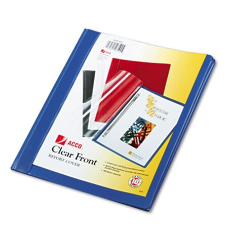 Made-To-Stick Vinyl Report Cover- Prong Clip- Letter- .5 in. Capacity- Clear Cover-Blue Back MA3332722