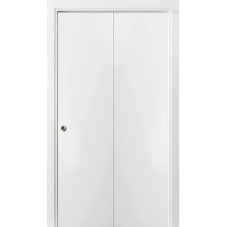 Sartodoors Sliding Closet Bi-fold Doors, Planum 0010 White Silk, Sturdy Tracks Moldings Trims Hardware Set, Wo PLANUM0010BF-WS-60 x 84 (2* 30x84)