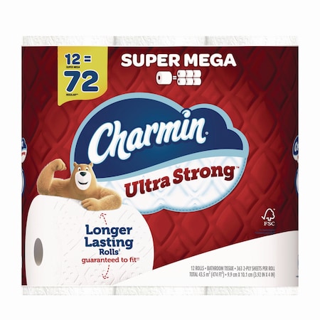 Charmin Ultra Strong Bathroom Tissue, Septic Safe, 2-Ply, White, 363 Sheets/Roll, 12PK 13451/4311