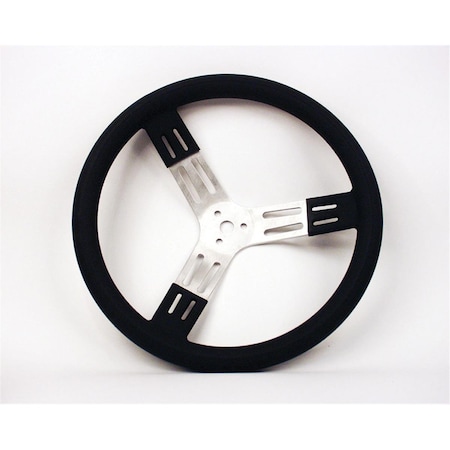 Slugfest Supplies 52-56801 15 in. Steering Wheel - Black Aluminum Smooth Grip SL1394364