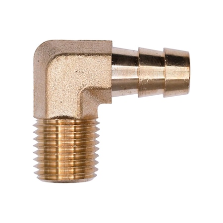 Auveco Brass 90 Degree Hose Barb 3/8in To Male Pipe 1/4in Adapter, 5PK 457