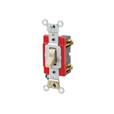 Leviton Toggle Switch, 20 Amp, 120 Volt, Ivory 1221-LHI