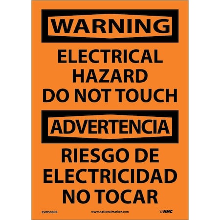 Nmc Warning Electrical Hazard Do Not Touch Sign - Bilingual, ESW500PB ESW500PB