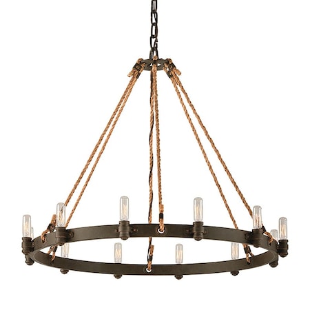 Troy Lighting Pike Place 12 Light Chandelier 32 In. Shipyard Bronze F3126