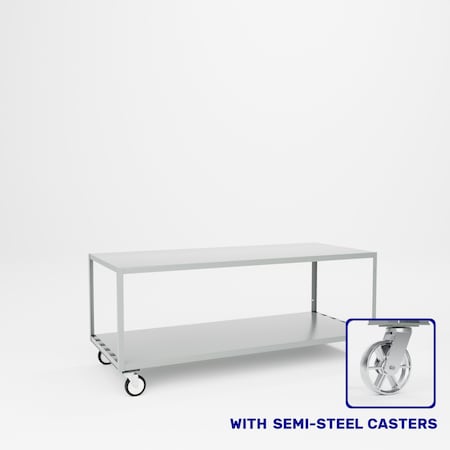 Pucel Mobile Table, 72 in W x 30 in D x 30 in H, Gray MT-3072-2S