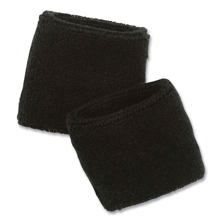 Ergodyne Chill-Its 6500 Wrist Terry Cloth Sweatband, Cotton Terry, One Size Fits Most, Black 12402