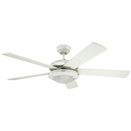 Westinghouse 52 in. White Finish Reversible Blades Frosted Glass, White & White Washed Pine WE625769
