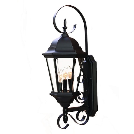 Homeroots Three Light Matte Black Swing Arm Lantern Wall Light 398393