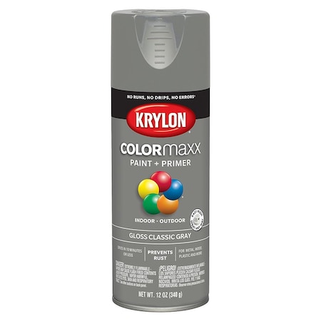 Sw Psb Krylon Purdy Bestt Liebco White Lightning 12 Oz Krylon K05513007 Classic Gray COLORmaxx Paint & Primer Spray Paint, Gloss K05512007