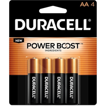 Duracell Coppertop AA Alkaline Battery, 1.5V DC, PK4 MN1500B4Z