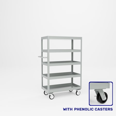 Pucel Five Shelf Heavy Duty Stock Cart, 18 in W x 36 in D x 58 3/4 in H, Black L-1836-P