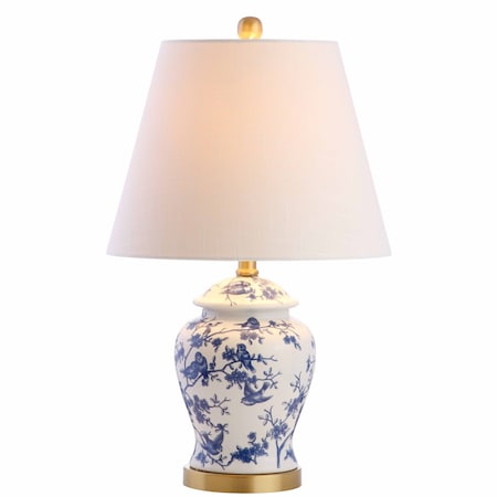 Jonathan Y Penelope 22" French Country Cottage Ceramic/Iron Chinoiserie Ginger Jar LED Table Lamp, Blue/White JYL3005A