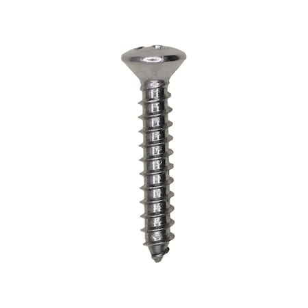 8 x 1in Phillips Oval Head Tapping Screw 18-8 Grade Stainless Steel, 100PK
