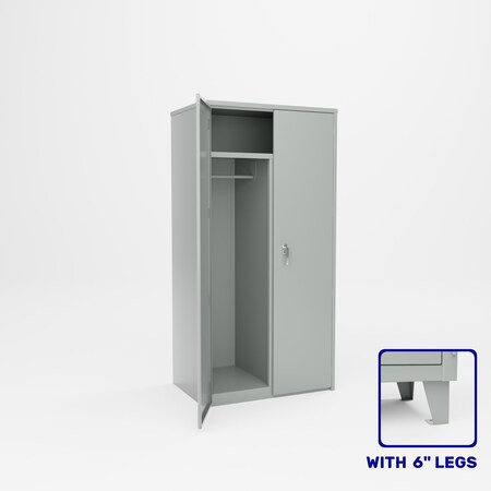 Pucel Wardrobe Locker With Legs, 36 in W x 78 in H x 24 in D, Gray WSC-3672-24L