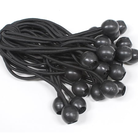 King Canopy 8in Ball Bungee Cord, Cord is 16ines Stretched and 1in Plastic Ball, 50-Piece, Black BALL-50