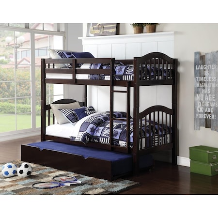 Homeroots 69 x 80 x 43 in. Heartland Twin Over Twin Size Bunk Bed, Espresso 285837