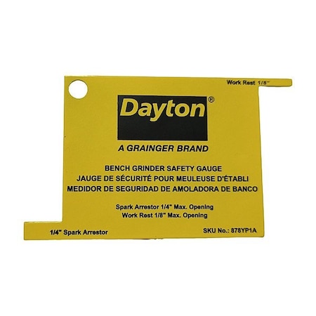 Dayton Bench Grinder Safety Gauge, Al, Yellow 878YP1