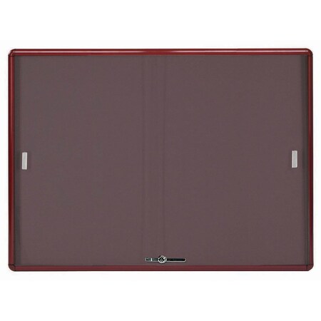 Aarco Enclosed Radius Design Directory w/Sliding Tempered Glass Doors Black Felt/Burgundy, 36''Hx48''W RSD3648BU