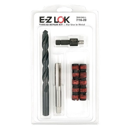 Zoro Select Thin Wall Self Locking Thread Insert, 7/16"-20 Int Thrd Sz, Steel EZ-310-720