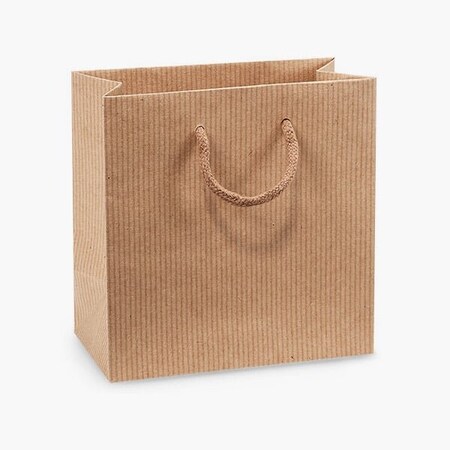 Nashville Wraps Kraft Pinstripe Gift Bags, Jewel 6.5x3.5x6.5, 100PK KTJBKP